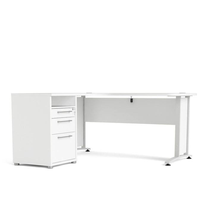 Scrivania Alfango, Scrittoio multiuso, Tavolo per ufficio porta PC, Piano di lavoro, 159x151 h75 cm, Bianco