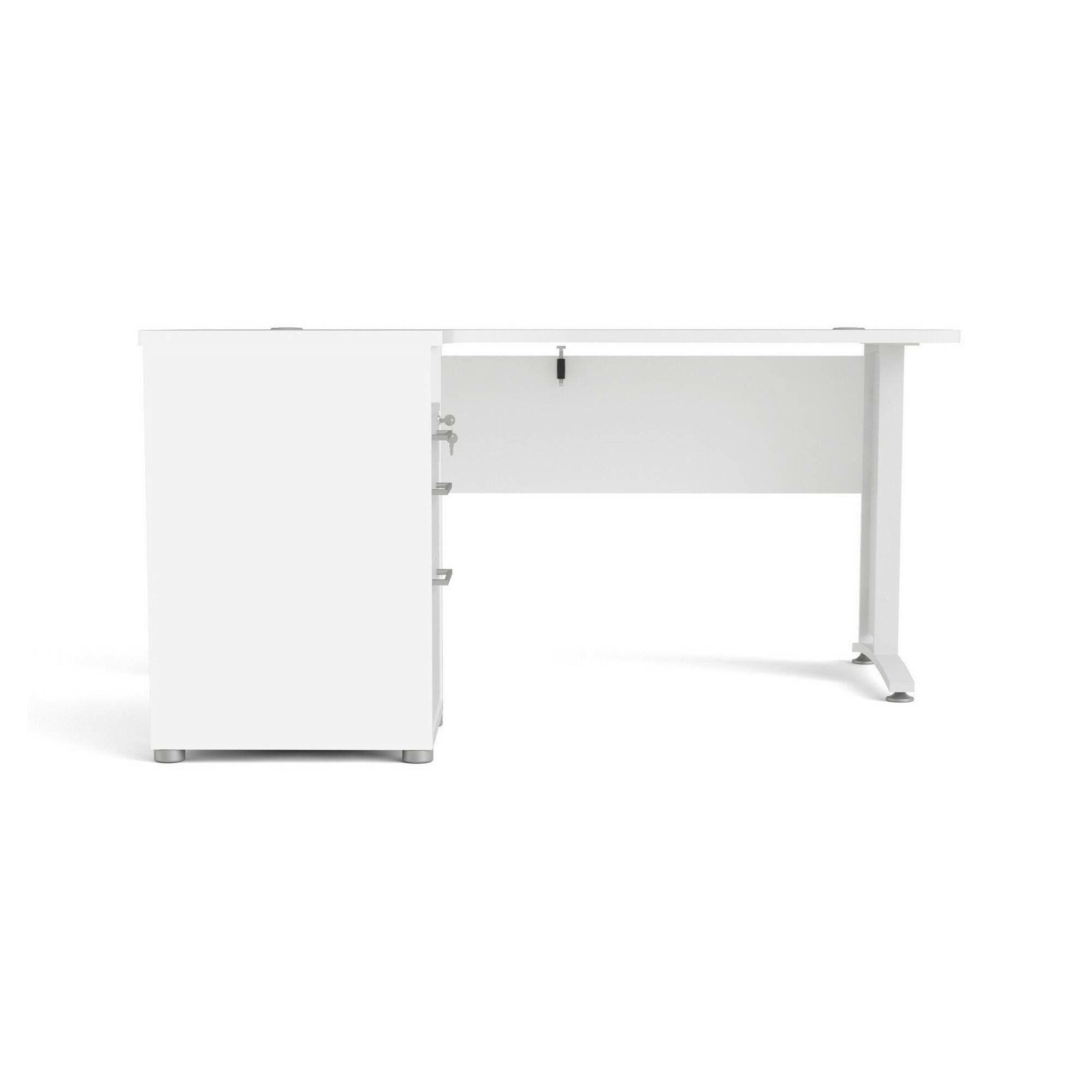 Scrivania Alfango, Scrittoio multiuso, Tavolo per ufficio porta PC, Piano di lavoro, 159x151 h75 cm, Bianco