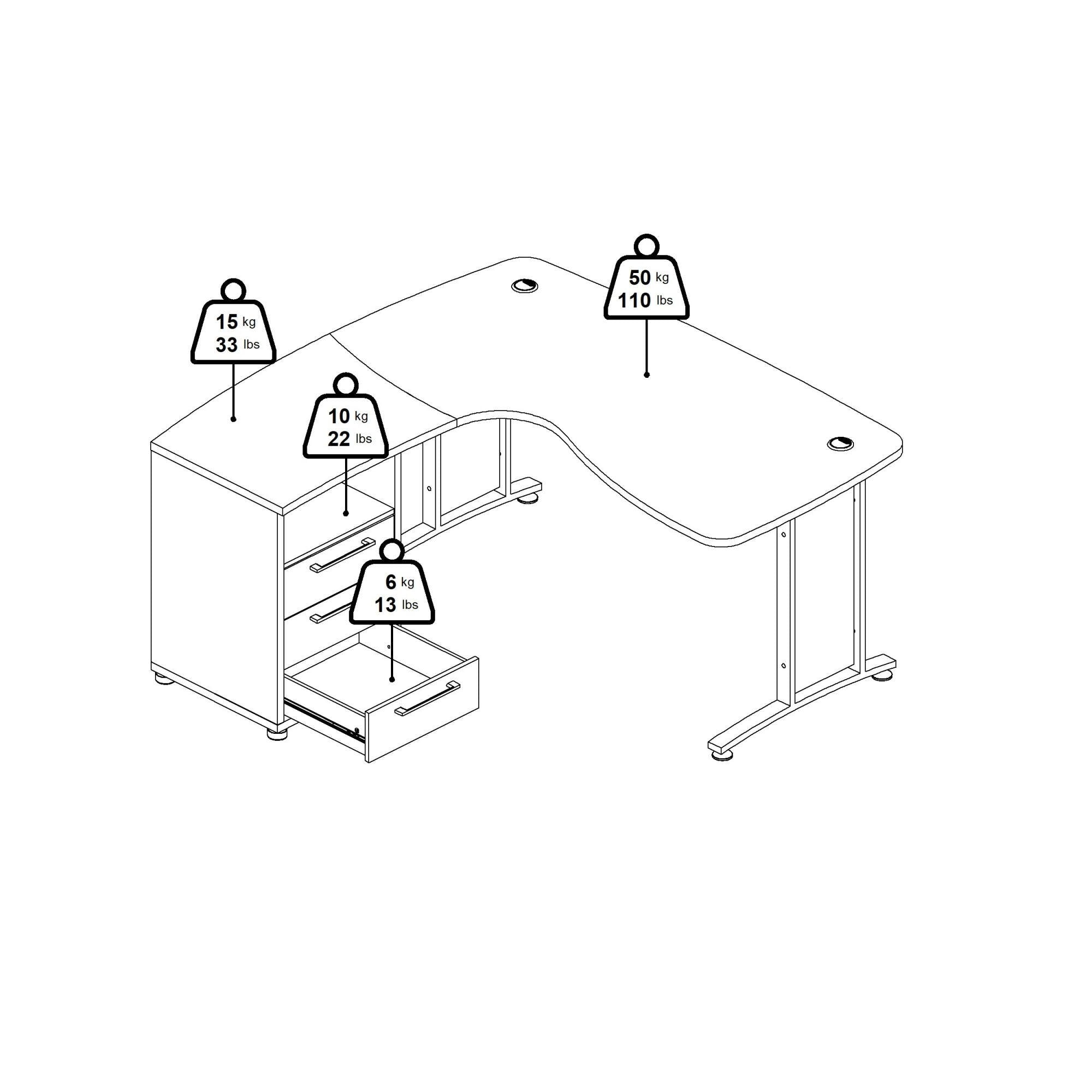 Scrivania Lumpur, Scrittoio multiuso, Tavolo per ufficio porta PC, Piano di lavoro, 159x150 h75 cm, Quercia
