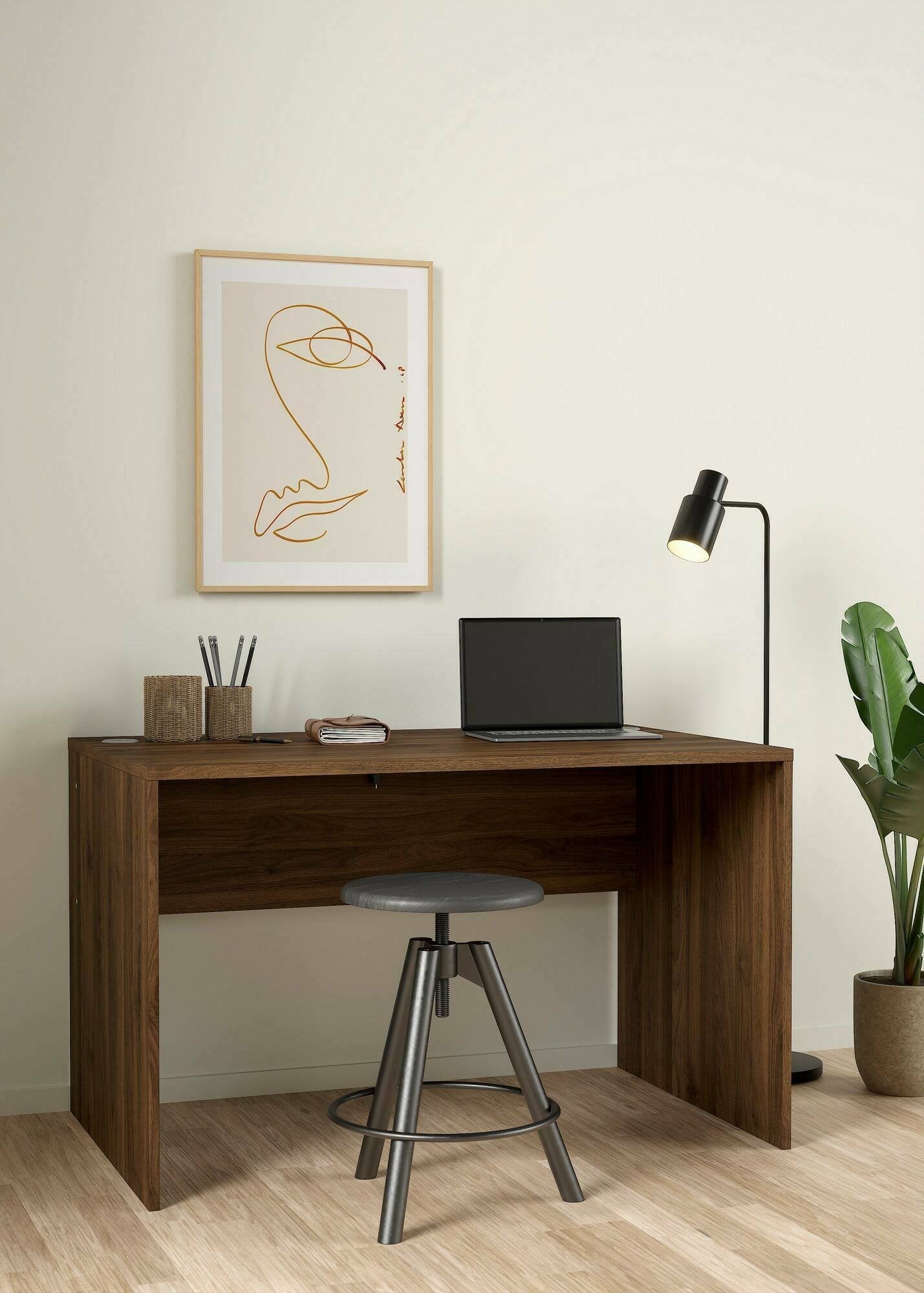 Scrivania MaryRead, Scrittoio multiuso, Tavolo per ufficio porta PC, Piano di lavoro, 120x75 h74 cm, Noce