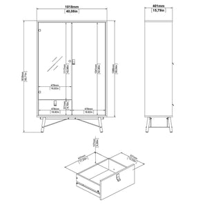 Vetrina Mora, Credenza espositiva, Vetrinetta multiuso, Madia da soggiorno, 102x40 h162 cm, Nero e Noce