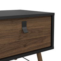 Tavolino da salotto Maximilien, Tavolo basso da caffè, Portariviste per divano, Ripiano da soggiorno, 102x48 h50 cm, Nero e Noce