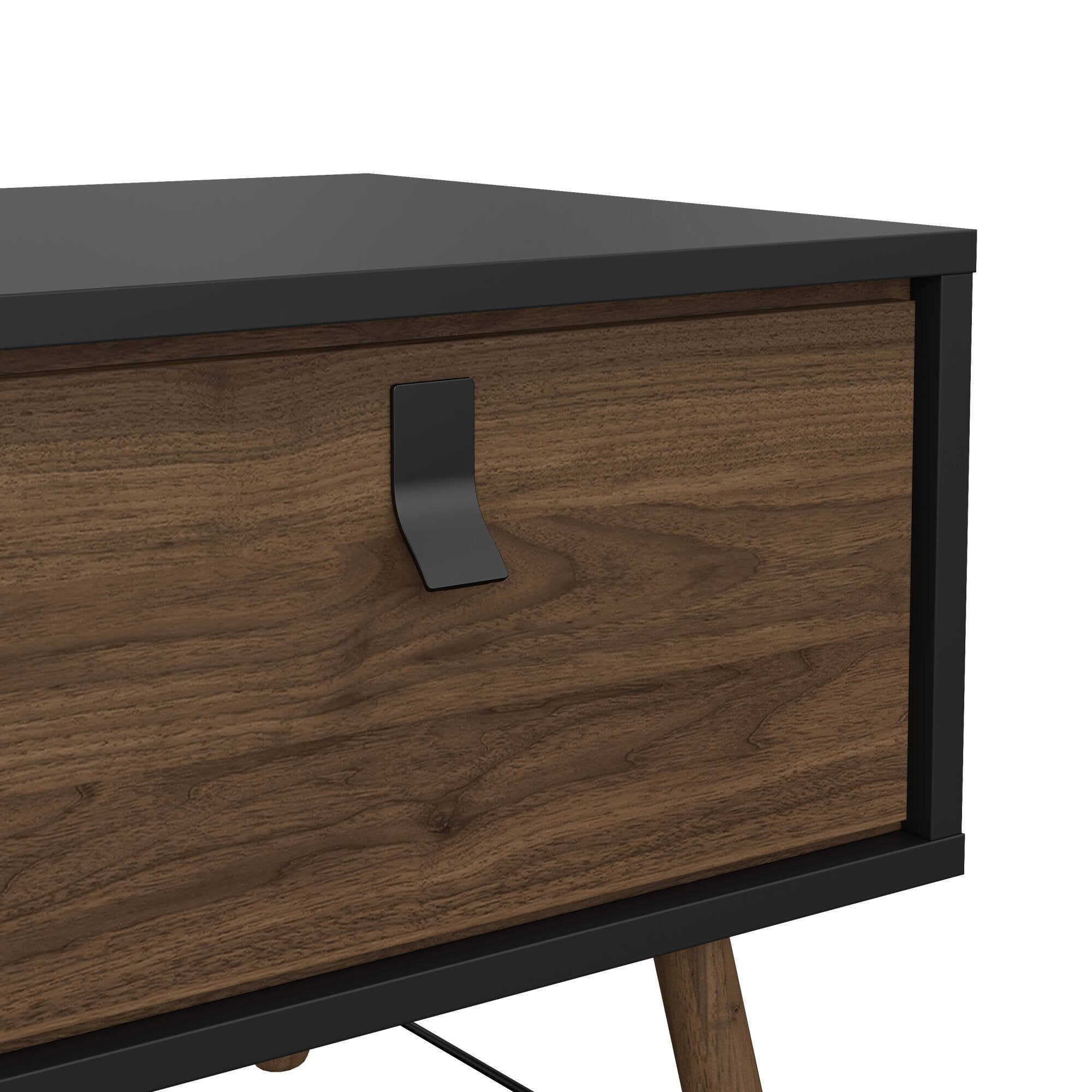 Tavolino da salotto Maximilien, Tavolo basso da caffè, Portariviste per divano, Ripiano da soggiorno, 102x48 h50 cm, Nero e Noce