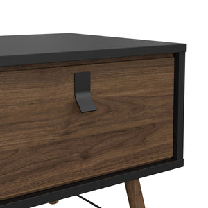 Tavolino da salotto Maximilien, Tavolo basso da caffè, Portariviste per divano, Ripiano da soggiorno, 102x48 h50 cm, Nero e Noce