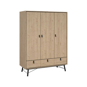 Guardaroba 3 ante Virgil, Mobile camera da letto, Cabina armadio portabiti, Armadio appendiabiti, 150x60 h200 cm, Rovere