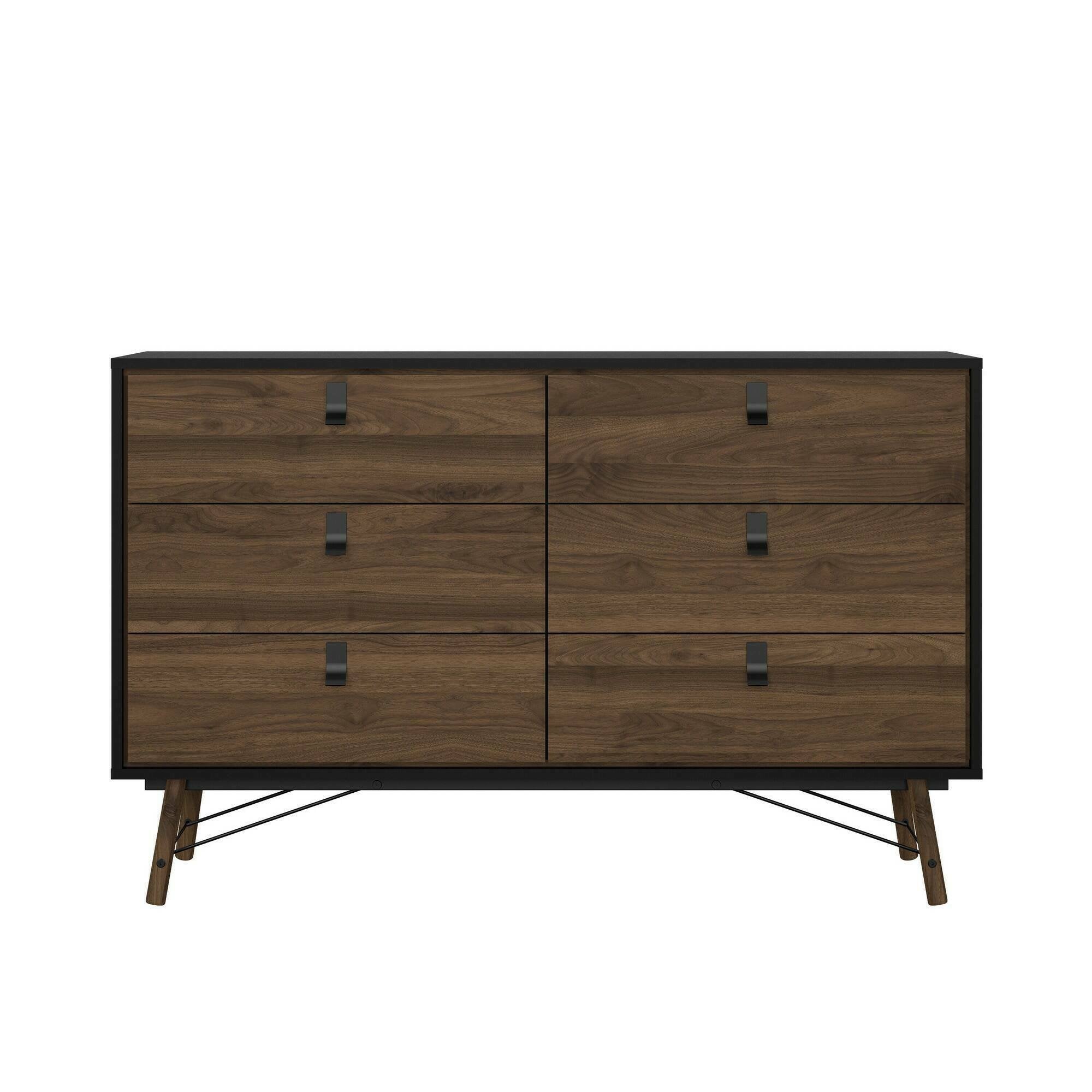 Credenza Anturio, Buffet da soggiorno, Madia da salotto, Dispensa da cucina, 150x40 h95 cm, Nero e Noce