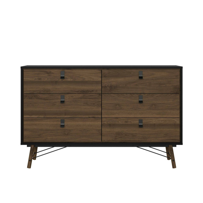 Credenza Anturio, Buffet da soggiorno, Madia da salotto, Dispensa da cucina, 150x40 h95 cm, Nero e Noce