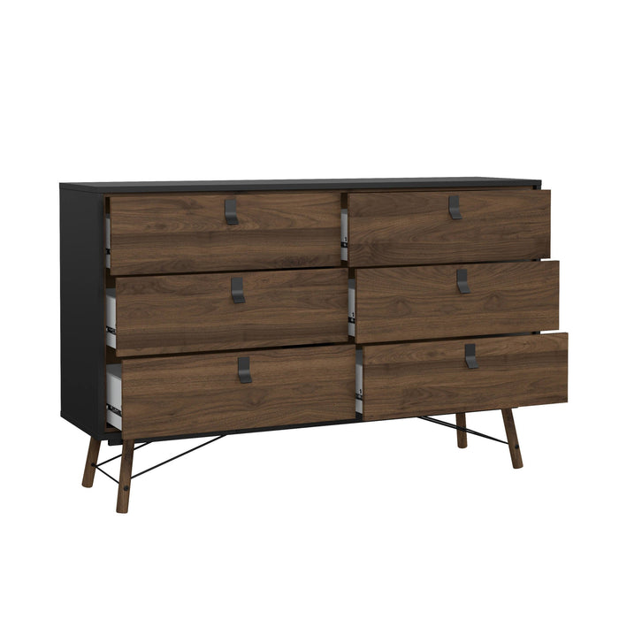 Credenza Anturio, Buffet da soggiorno, Madia da salotto, Dispensa da cucina, 150x40 h95 cm, Nero e Noce