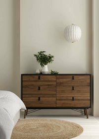 Credenza Anturio, Buffet da soggiorno, Madia da salotto, Dispensa da cucina, 150x40 h95 cm, Nero e Noce