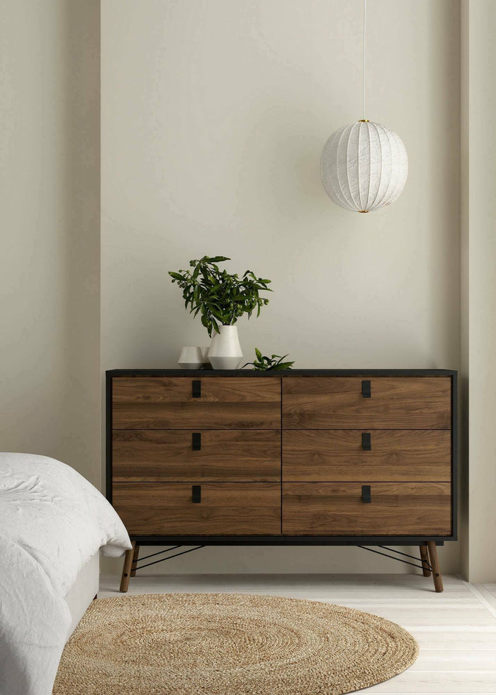 Credenza Anturio, Buffet da soggiorno, Madia da salotto, Dispensa da cucina, 150x40 h95 cm, Nero e Noce