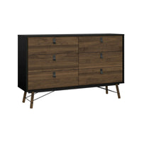 Credenza Anturio, Buffet da soggiorno, Madia da salotto, Dispensa da cucina, 150x40 h95 cm, Nero e Noce