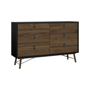 Credenza Anturio, Buffet da soggiorno, Madia da salotto, Dispensa da cucina, 150x40 h95 cm, Nero e Noce
