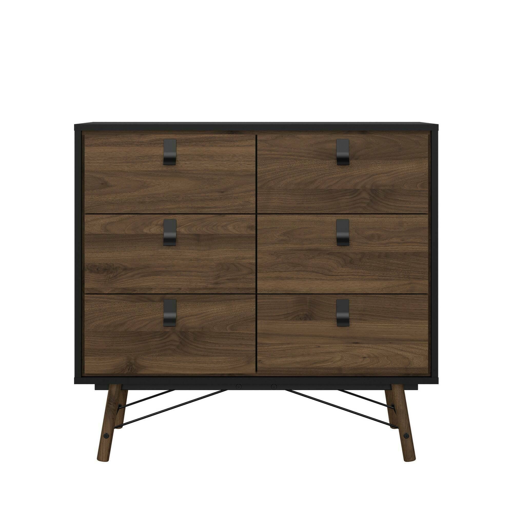 Credenza Maka, Buffet da soggiorno, Madia da salotto, Dispensa da cucina, 102x40 h95 cm, Nero e Noce