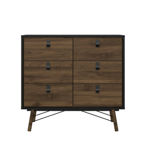 Credenza Maka, Buffet da soggiorno, Madia da salotto, Dispensa da cucina, 102x40 h95 cm, Nero e Noce