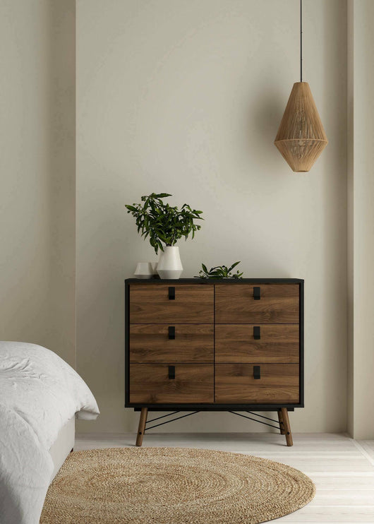 Credenza Maka, Buffet da soggiorno, Madia da salotto, Dispensa da cucina, 102x40 h95 cm, Nero e Noce