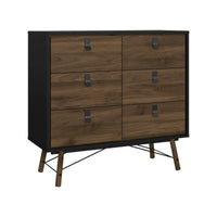 Credenza Maka, Buffet da soggiorno, Madia da salotto, Dispensa da cucina, 102x40 h95 cm, Nero e Noce