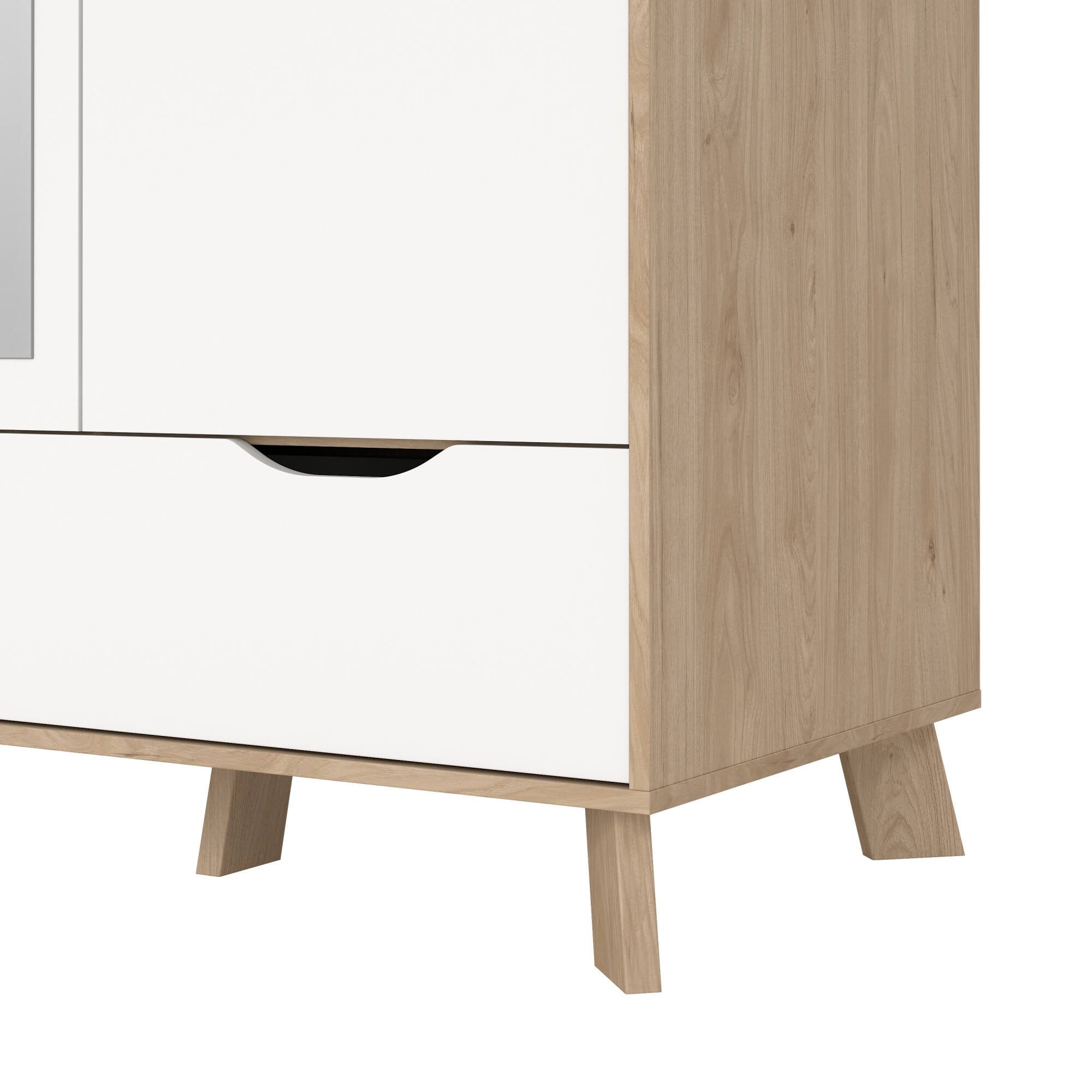 Guardaroba 2 ante Pyarr, Mobile camera da letto, Cabina armadio portabiti, Armadio appendiabiti, 147x58 h201 cm, Rovere e Bianco