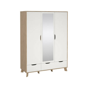 Guardaroba 2 ante Pyarr, Mobile camera da letto, Cabina armadio portabiti, Armadio appendiabiti, 147x58 h201 cm, Rovere e Bianco