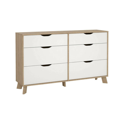 Credenza Chito, Buffet da soggiorno, Madia da salotto, Dispensa da cucina, 156x40 h92 cm, Rovere e Bianco