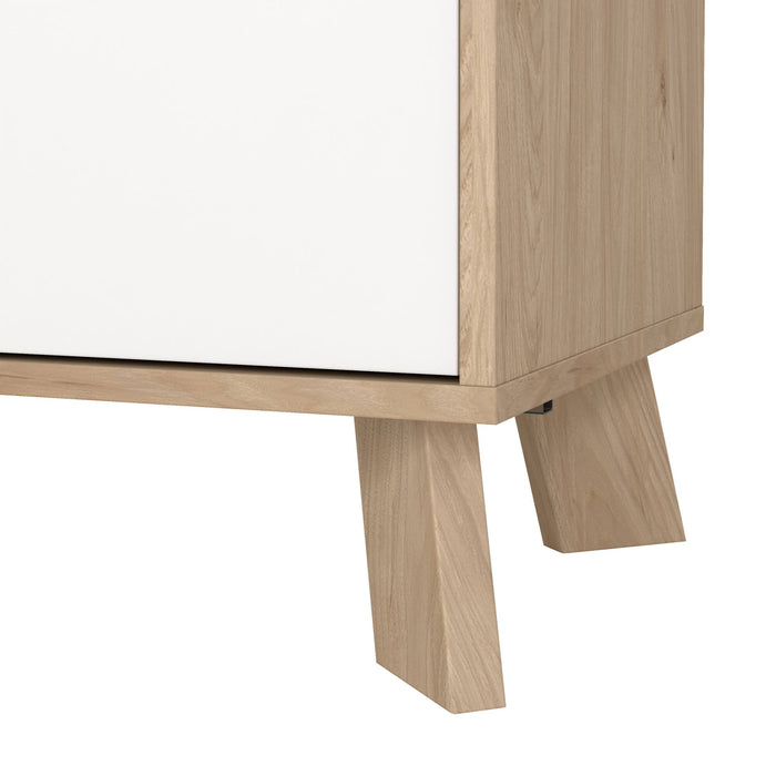 Credenza Tulo, Buffet da soggiorno, Madia da salotto, Dispensa da cucina, 99x39 h73 cm, Rovere e Bianco