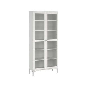 Vetrina Wutip, Credenza espositiva, Vetrinetta multiuso, Madia da soggiorno, 89x36 h203 cm, Bianco