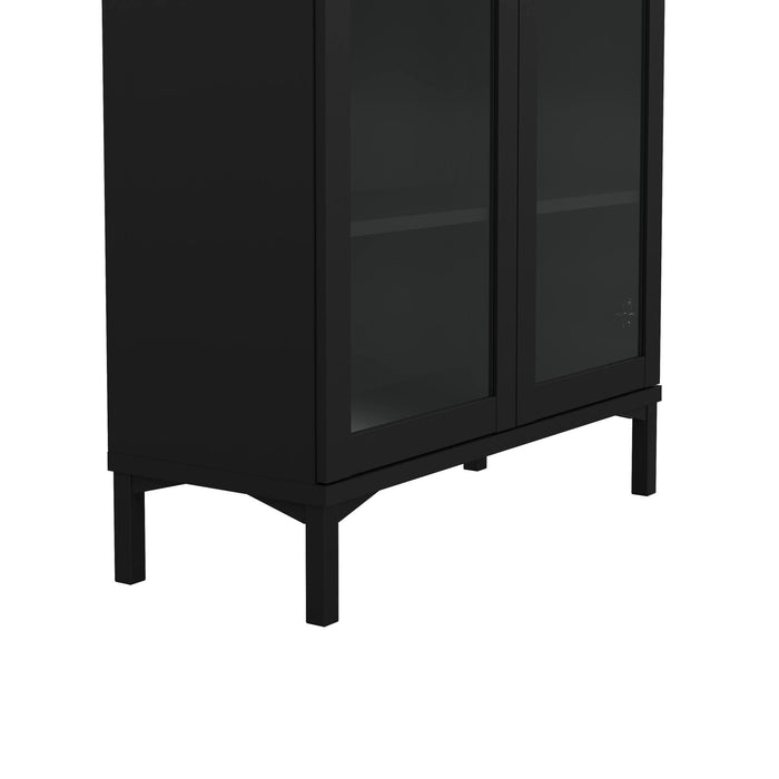Vetrina Wutip, Credenza espositiva, Vetrinetta multiuso, Madia da soggiorno, 89x36 h203 cm, Nero