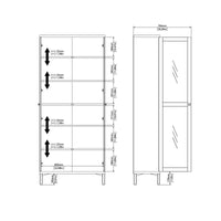 Vetrina Wutip, Credenza espositiva, Vetrinetta multiuso, Madia da soggiorno, 89x36 h203 cm, Nero