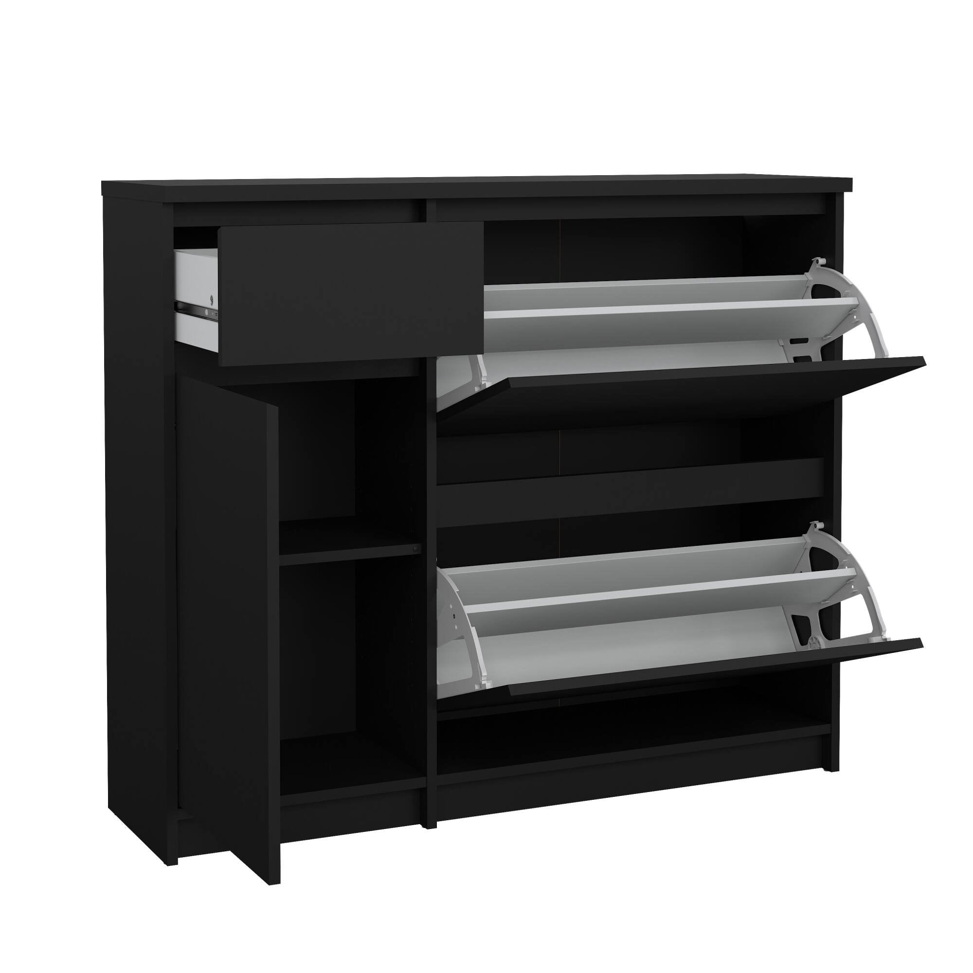 Scarpiera Todd, Mobile portascarpe, Armadio da ingresso multiuso, Mobiletto per calzature, 109x32 h93 cm, Nero