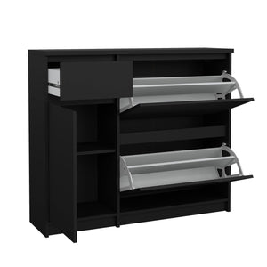 Scarpiera Todd, Mobile portascarpe, Armadio da ingresso multiuso, Mobiletto per calzature, 109x32 h93 cm, Nero