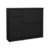 Scarpiera Todd, Mobile portascarpe, Armadio da ingresso multiuso, Mobiletto per calzature, 109x32 h93 cm, Nero