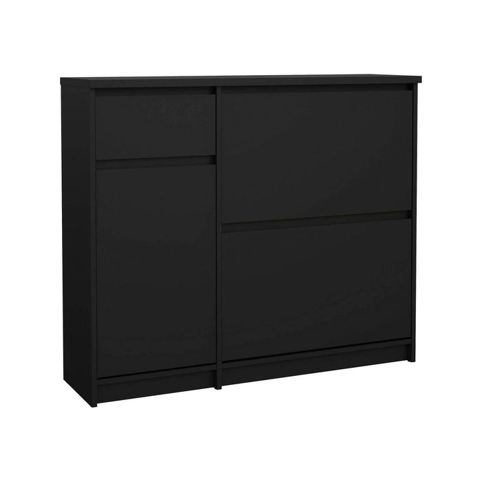 Scarpiera Todd, Mobile portascarpe, Armadio da ingresso multiuso, Mobiletto per calzature, 109x32 h93 cm, Nero