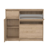 Scarpiera Todd, Mobile portascarpe, Armadio da ingresso multiuso, Mobiletto per calzature, 109x32 h93 cm, Rovere
