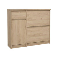 Scarpiera Todd, Mobile portascarpe, Armadio da ingresso multiuso, Mobiletto per calzature, 109x32 h93 cm, Rovere