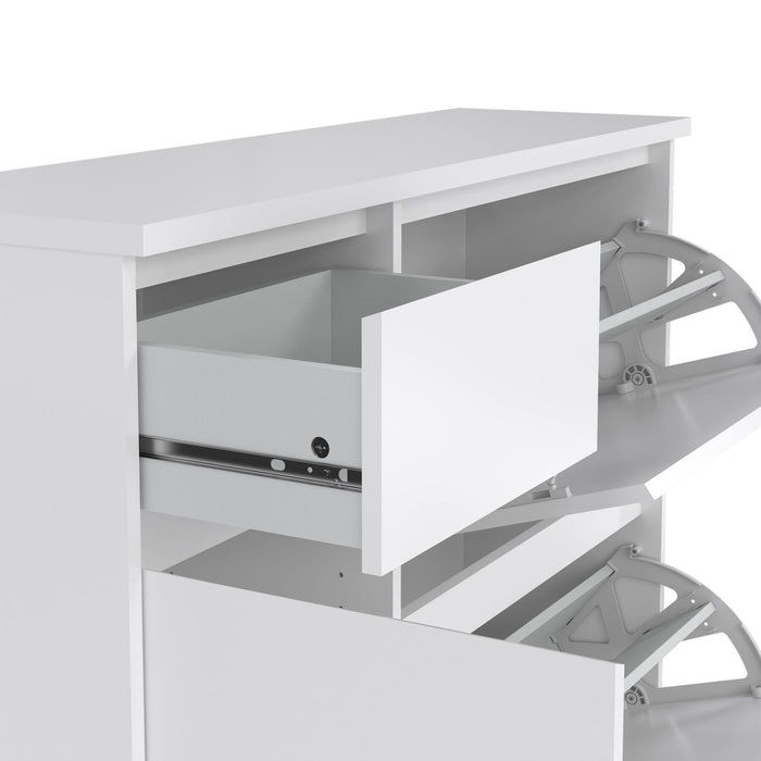Scarpiera Todd, Mobile portascarpe, Armadio da ingresso multiuso, Mobiletto per calzature, 109x32 h93 cm, Bianco lucido