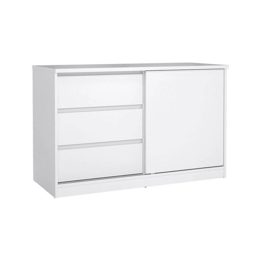 Credenza Bebinca, Buffet da soggiorno, Madia da salotto, Dispensa da cucina, 119x50 h76 cm, Bianco lucido