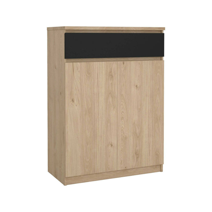 Scarpiera Angilops, Mobile portascarpe, Armadio da ingresso multiuso, Mobiletto per calzature, 80x40 h111 cm, Rovere e Nero