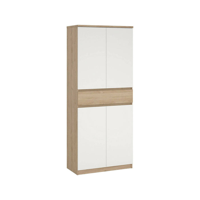 Scarpiera Jangmi, Mobile portascarpe, Armadio da ingresso multiuso, Mobiletto per calzature, 80x40 h192 cm, Rovere e Bianco