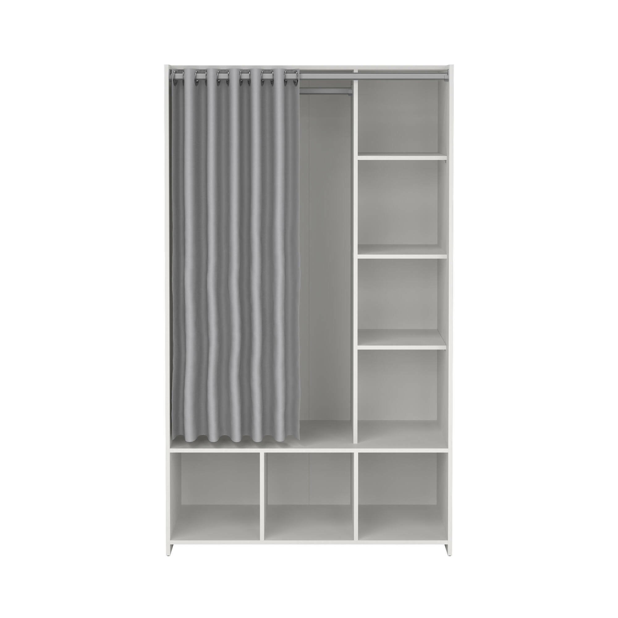 Guardaroba grande Jal, Mobile camera da letto, Cabina armadio portabiti, Armadio appendiabiti, 105x48 h180 cm, Bianco e Grigio