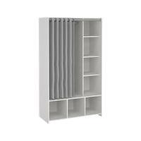 Guardaroba grande Jal, Mobile camera da letto, Cabina armadio portabiti, Armadio appendiabiti, 105x48 h180 cm, Bianco e Grigio