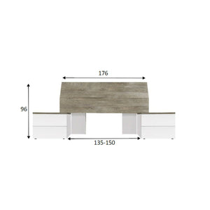 Testiera letto Assago, Spalliera, Testata per camera da letto, Poggiatesta, 176x6 h54 cm, Bianco e Rovere