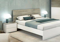 Testiera letto Assago, Spalliera, Testata per camera da letto, Poggiatesta, 176x6 h54 cm, Bianco e Rovere
