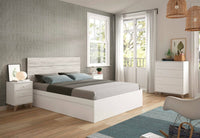 Testiera letto Wallis, Spalliera, Testata per camera da letto, Poggiatesta, 160x3 h60 cm, Bianco e Bianco anticato