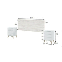 Testiera letto Wallis, Spalliera, Testata per camera da letto, Poggiatesta, 160x3 h60 cm, Bianco e Bianco anticato