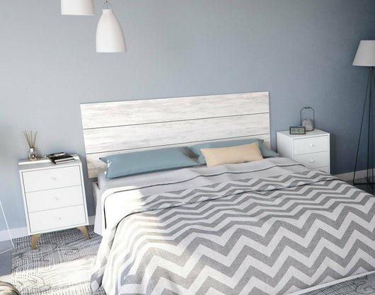 Testiera letto Wallis, Spalliera, Testata per camera da letto, Poggiatesta, 160x3 h60 cm, Bianco e Bianco anticato