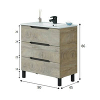 Mobile sottolavabo Dianmu, Mobiletto da bagno, Contenitore porta lavabo, Armadio per lavandino, 80x45 h86 cm, Antracite e Rovere