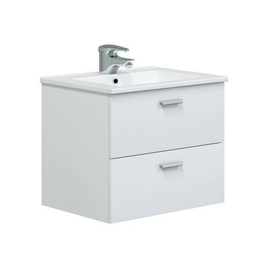 Mobile sottolavabo Doksuri, Mobiletto da bagno, Contenitore porta lavabo, Armadio per lavandino, 60x45 h50 cm, Bianco lucido