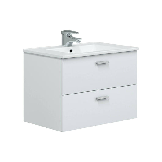 Mobile sottolavabo Tico, Mobiletto da bagno, Contenitore porta lavabo, Armadio per lavandino, 70x45 h50 cm, Bianco lucido
