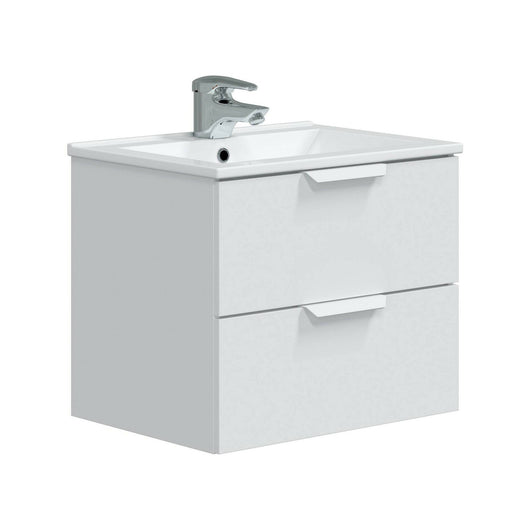 Mobile sottolavabo Arzano, Mobiletto da bagno, Contenitore porta lavabo, Armadio per lavandino, 60x45 h50 cm, Bianco lucido