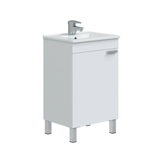 Mobile sottolavabo Iselle, Mobiletto da bagno, Contenitore porta lavabo, Armadio per lavandino, 50x39 h80 cm, Bianco lucido