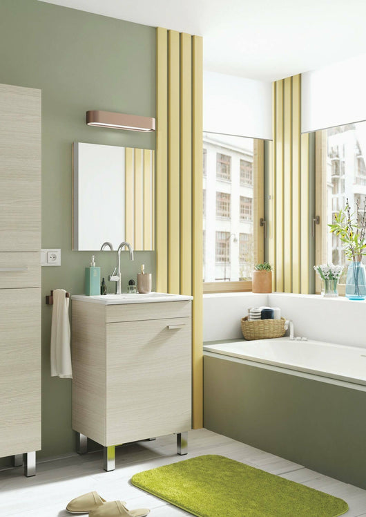 Mobile sottolavabo Iselle, Mobiletto da bagno, Contenitore porta lavabo, Armadio per lavandino, 50x39 h80 cm, Rovere